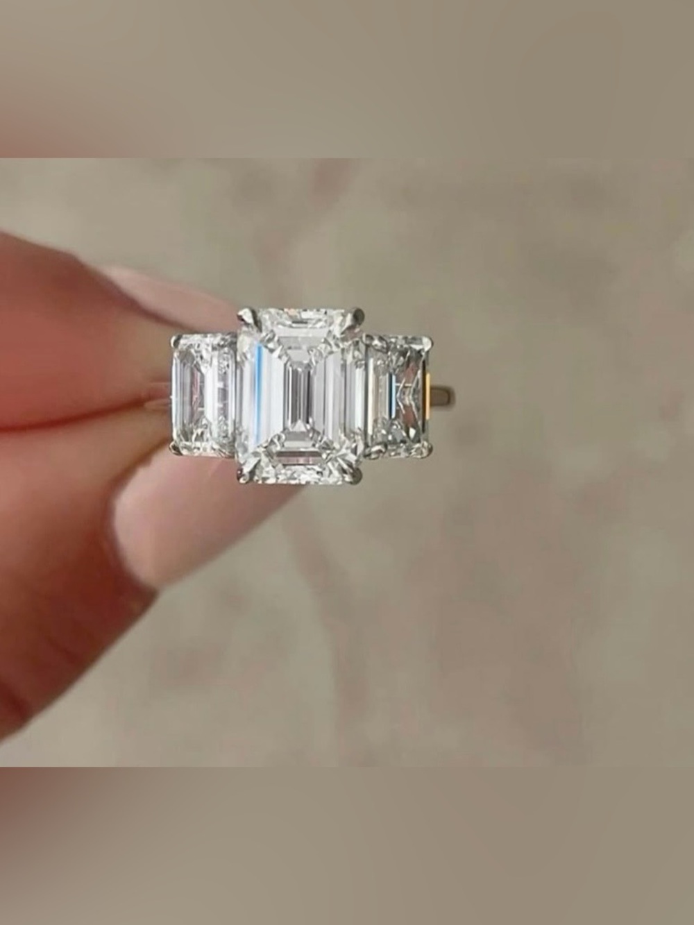 Emerald Cut  White Diamonique Ring 925 silver